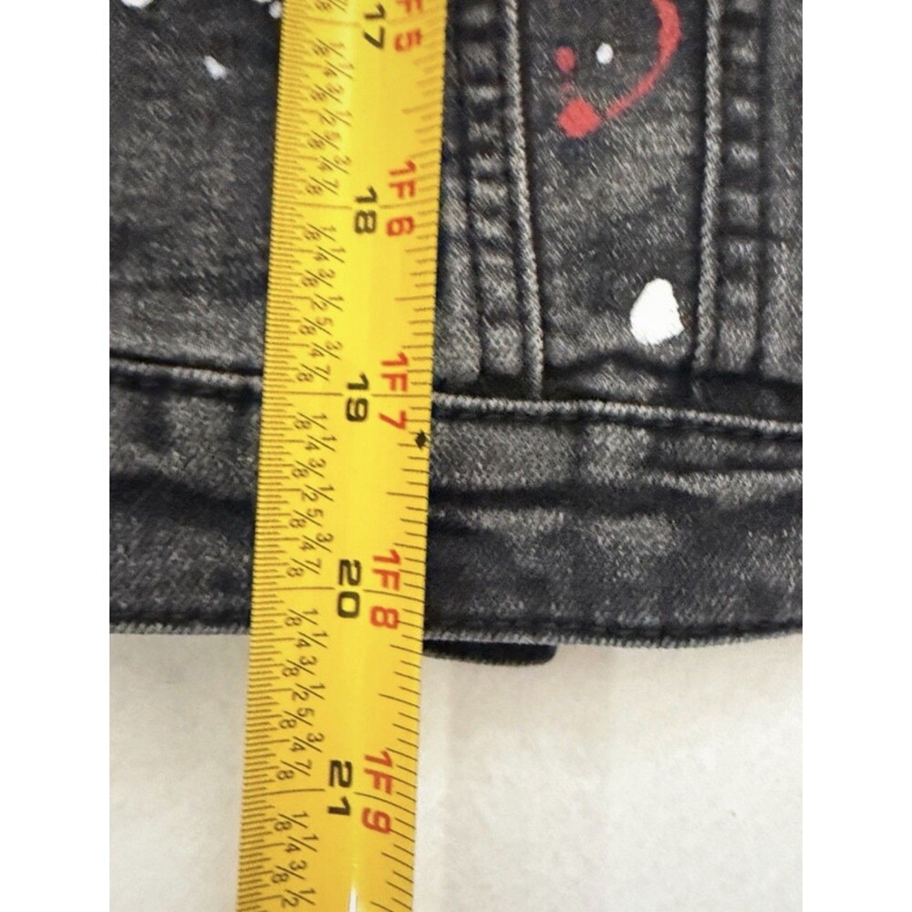 KLEEP Unisex Denim Jacket XS S Graffiti Patchwork Distressed Punk Streetwear - Picture 9 of 9